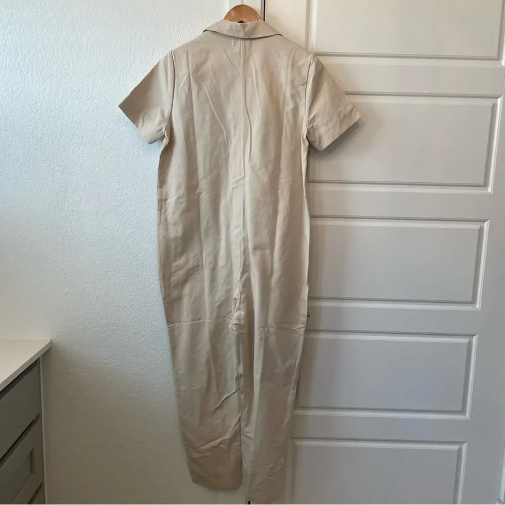 Tradlands Cream Short-Sleeve Utility Jumpsuit